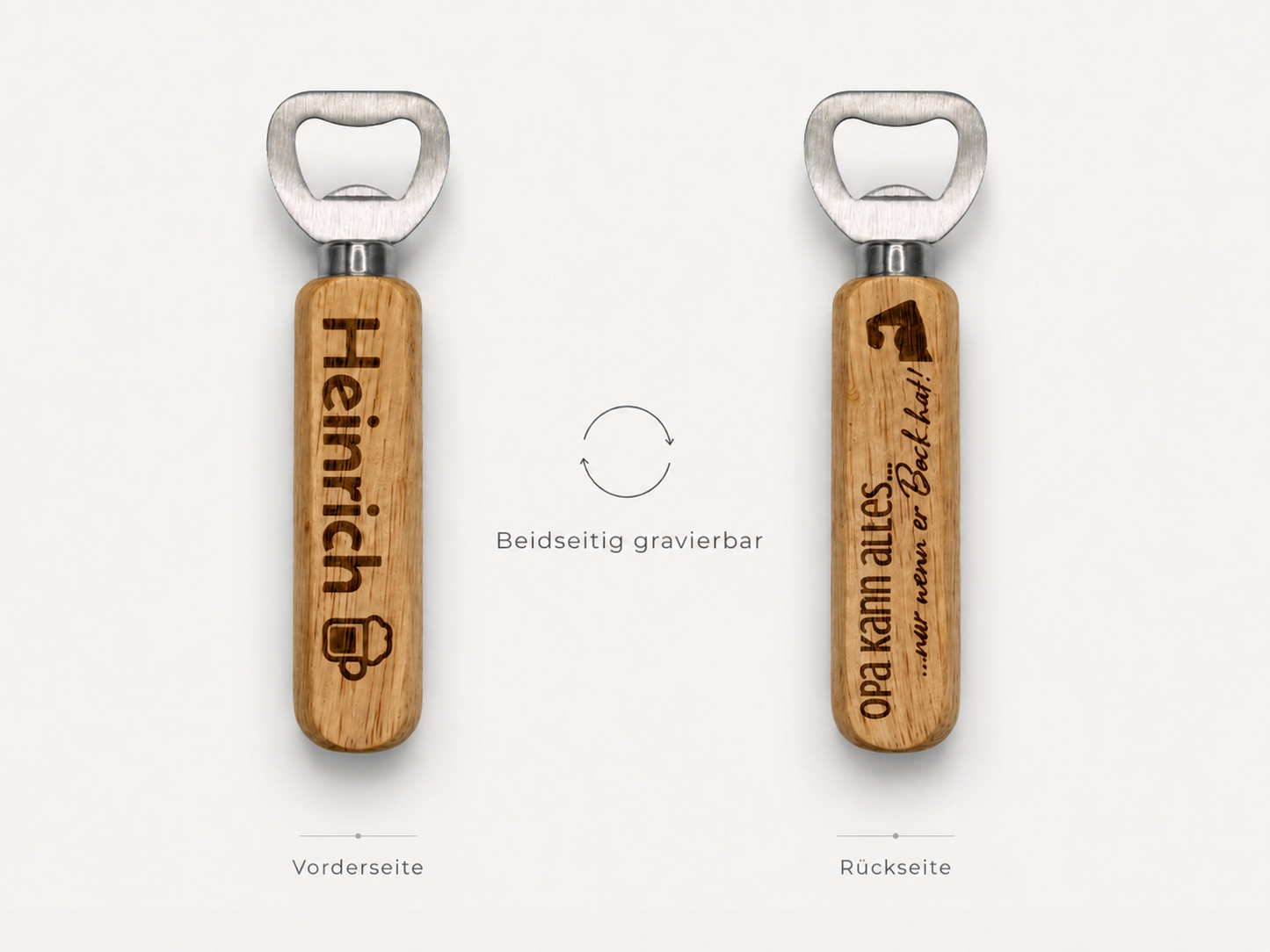 Personalisierter Holz-Flaschenöffner mit Gravur