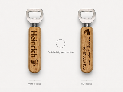 Personalisierter Holz-Flaschenöffner mit Gravur
