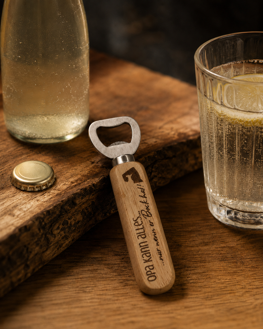 Personalisierter Holz-Flaschenöffner mit Gravur