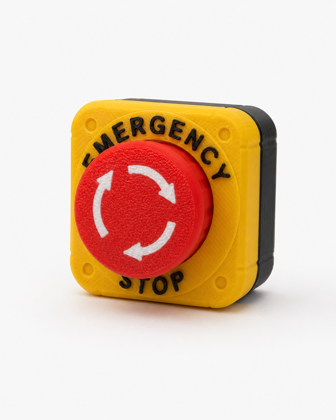Not-Aus-Schalter Magnet mit rotem Klick-Taster im Emergency-Stop-Design